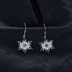 Snowflake Earrings Sterling 925 and Blue Topaz NEW